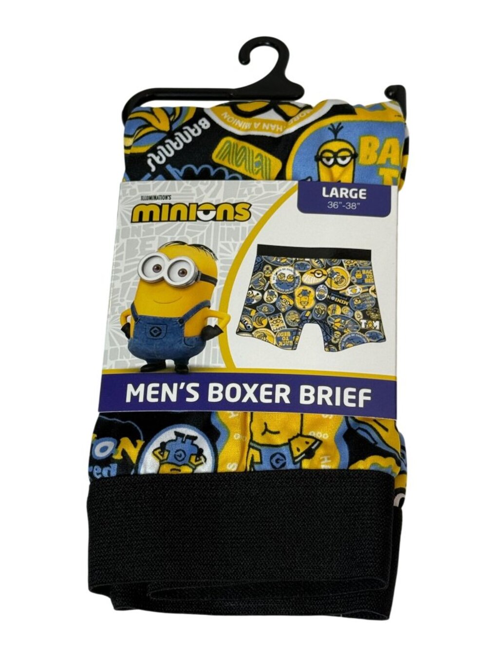 Minions Men’s Large 36-38 Black Yellow Graphic Boxer Brief